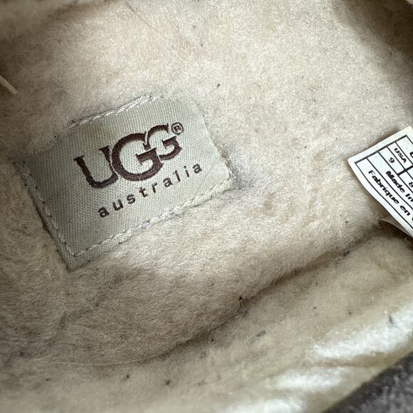 Ugg Men's Ascot Suede Slippers Size 9 EU 42 Gray Leather Shearling Lining GUC - Picture 9 of 14
